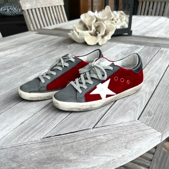 Golden Goose Bordeaux Velvet Superstars leather Sneakers low top size 36 size 6